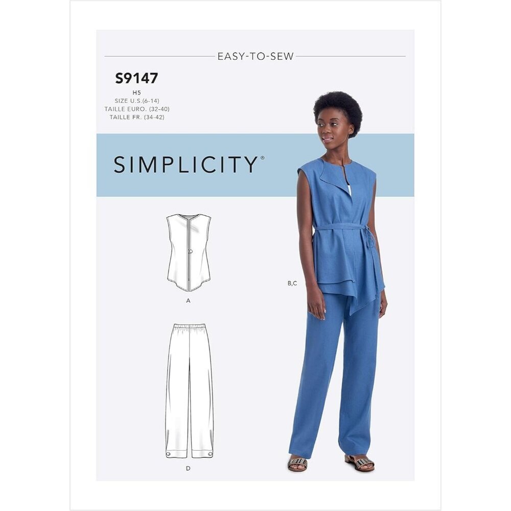 Simplicity S9147 Misses Easy-To-Sew Vest & Pull-On Pants Pattern Sizes 6-14